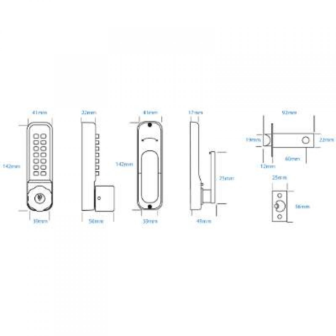 Easy Code Change Digital Lock With Key Override & Optional Holdback